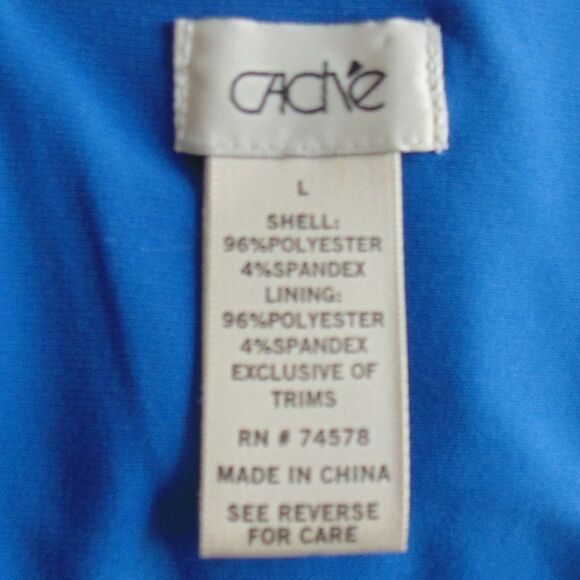 CACHE Dress, L, Blue, Red Floral, Twist neck, Sleeveless, Lined, Back Zip - Picture 11 of 12